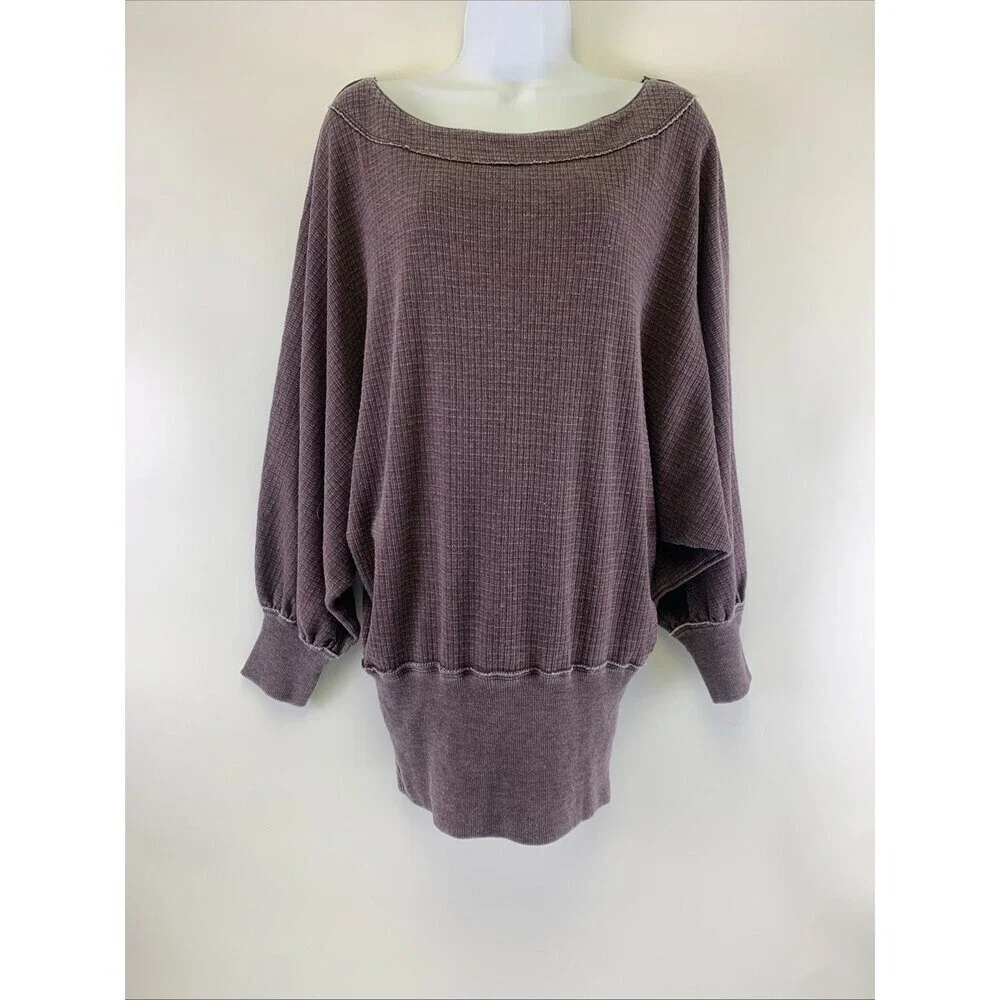 Free People Willow Thermal Top Decadent Purple OB872331 Dolman Sleeves Womens XS
